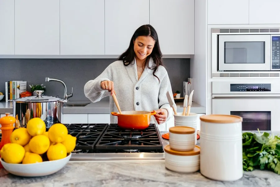 Modern kitchen with high-end appliances repaired in Highland Park